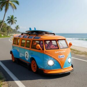 Miniatura de metal kombi Porsche t1 1:24